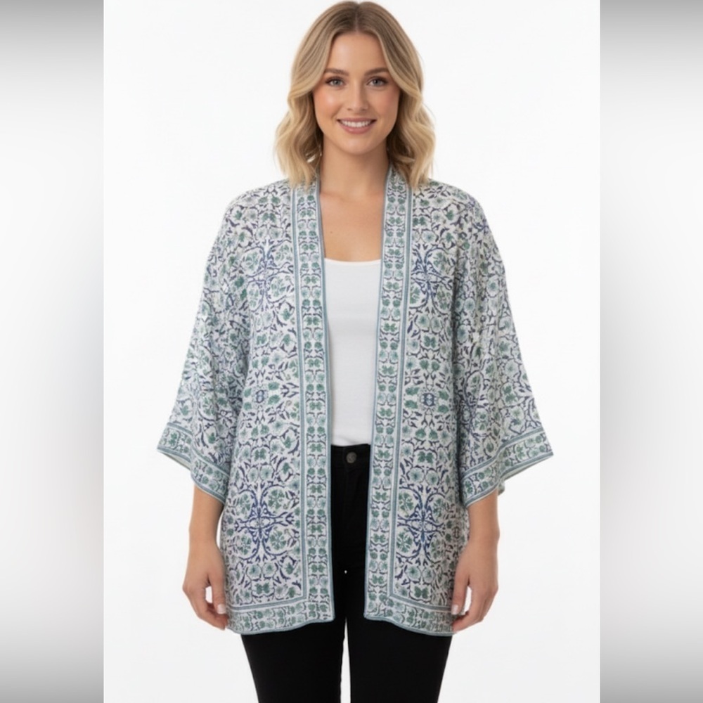 Max Studio size small blue & green cardigan